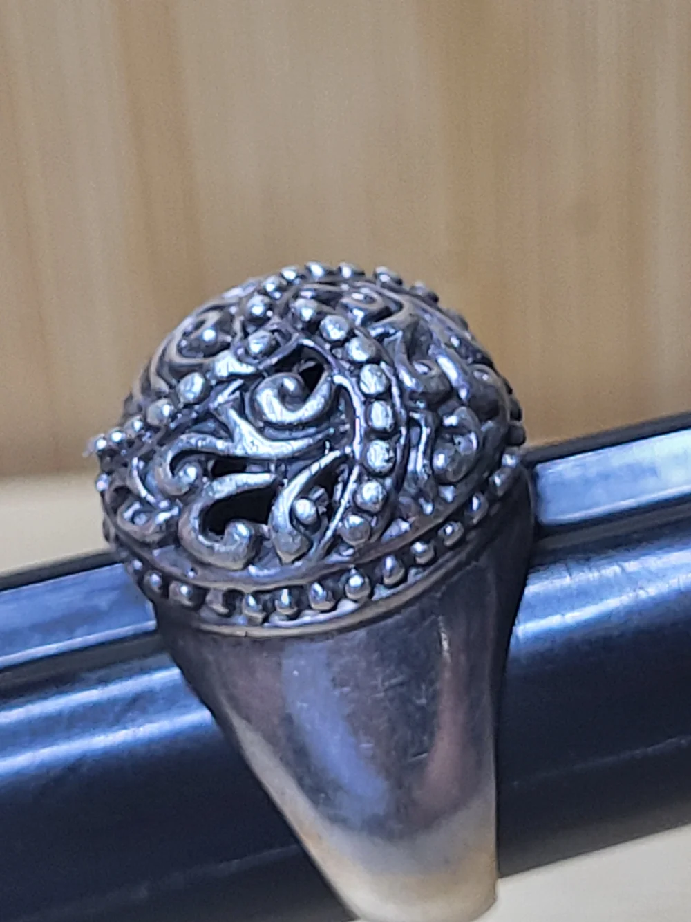 Vintage Estate- Intricate Filigree Dome Ring - 925 Sterling Silver Sz8